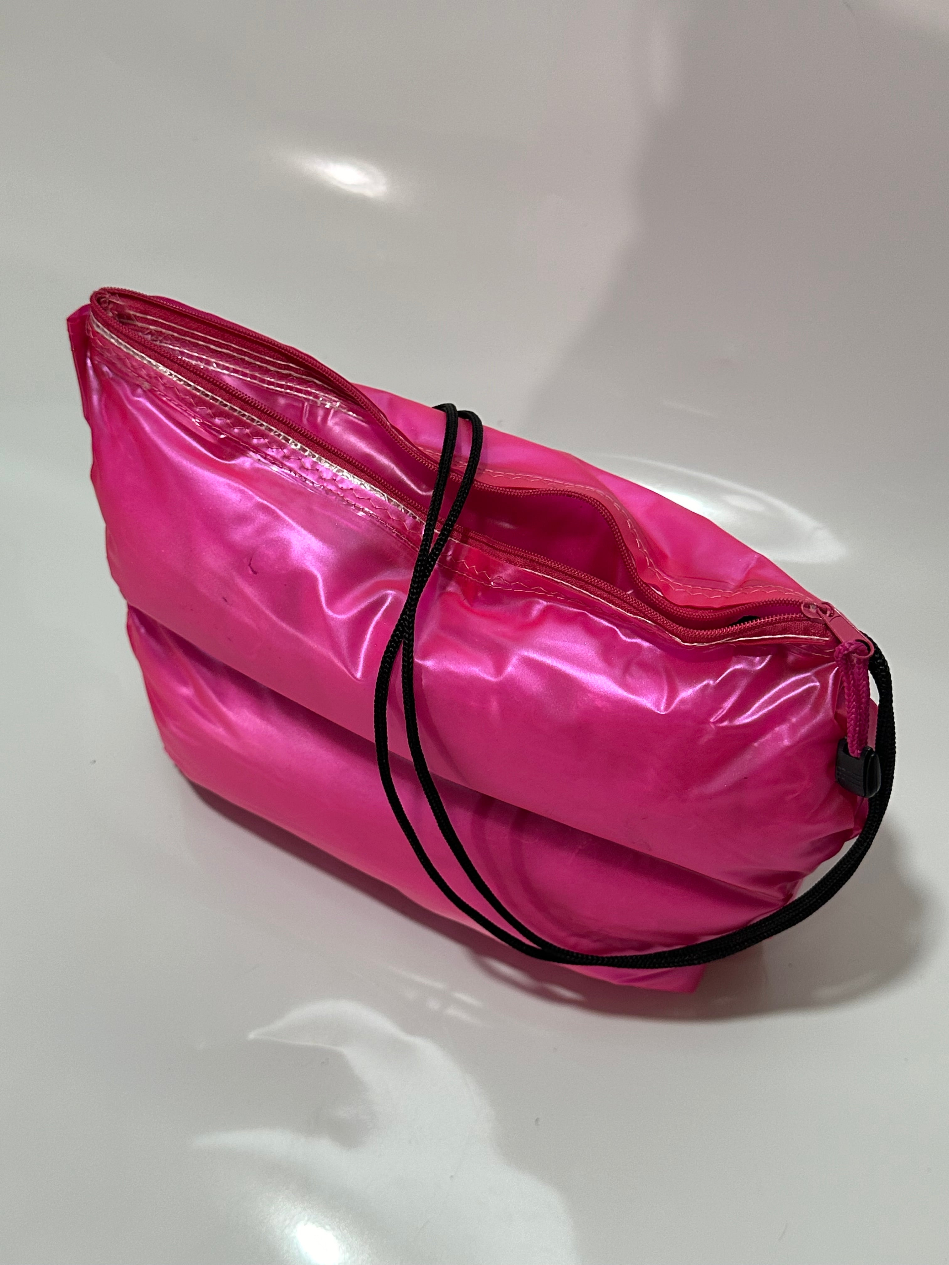 Pink vinyl bag with zipper