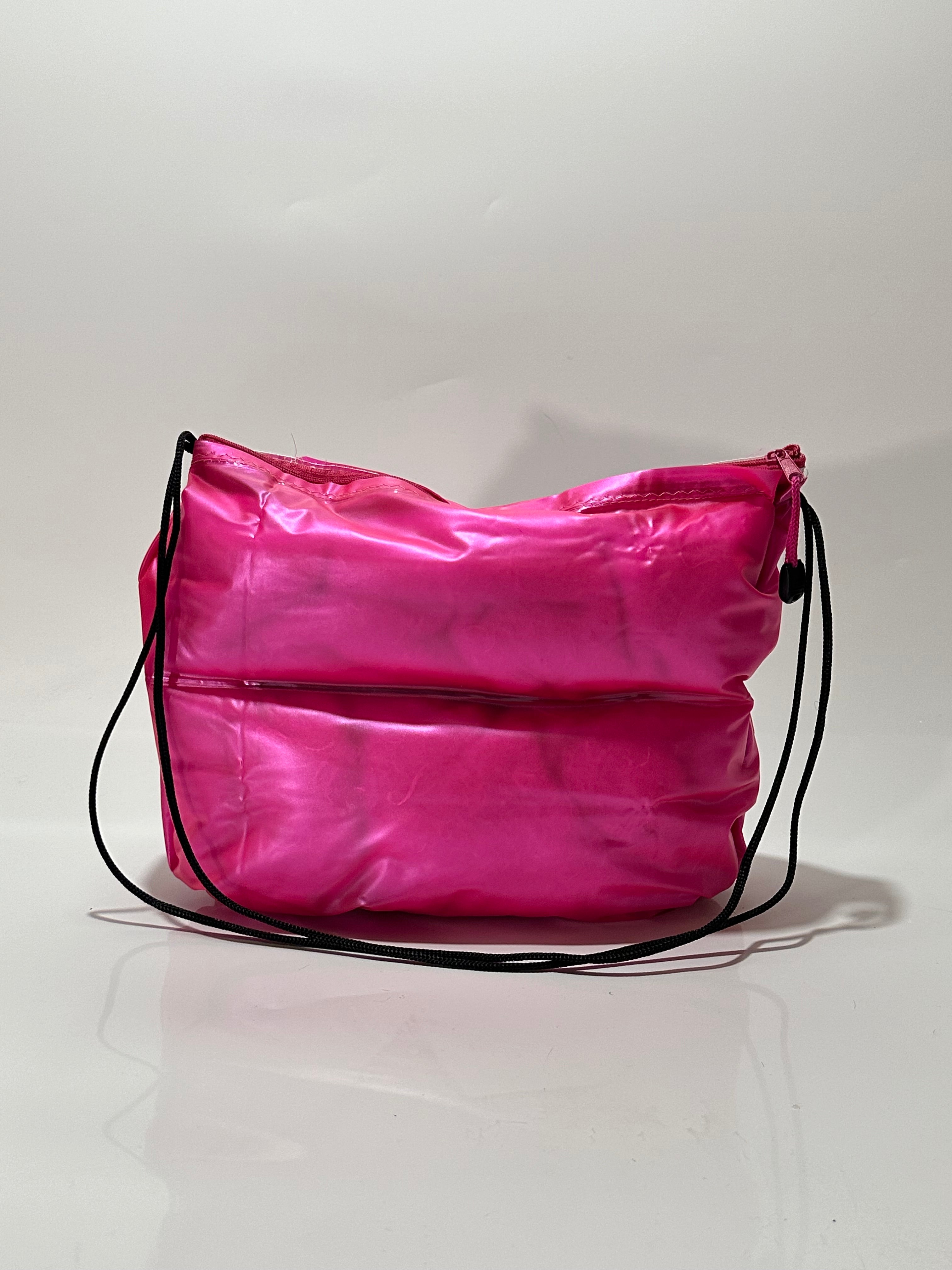 Pink vinyl bag with zipper
